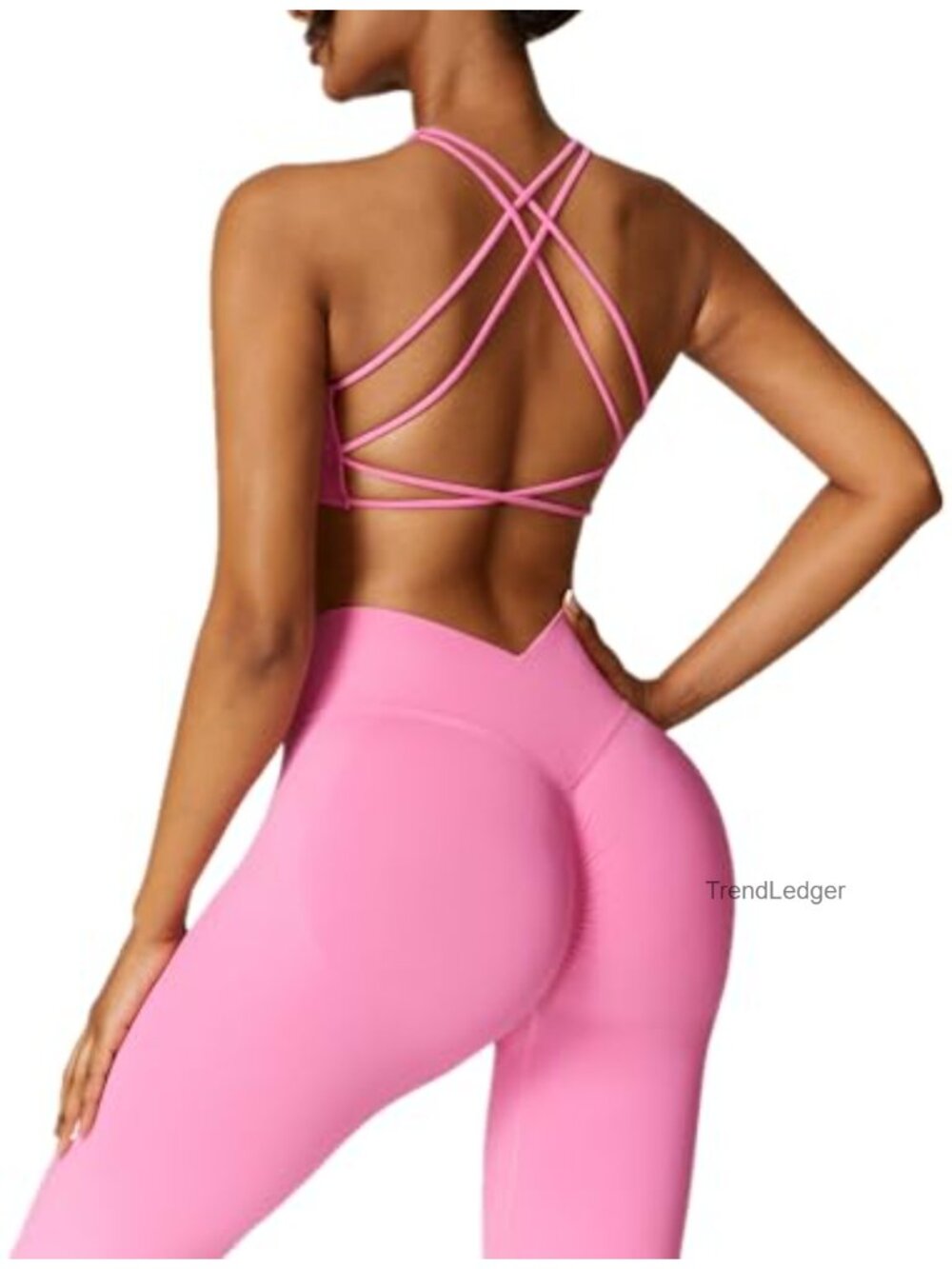 Seamless Strappy Sports Bra & High Waist Leggings 2 Piece Workout Set